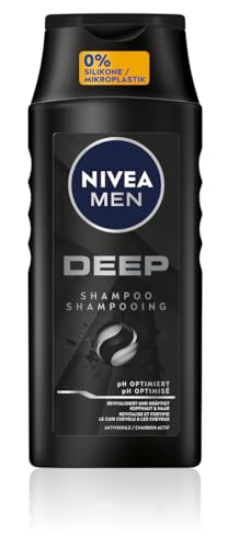 NIVEA MEN Deep Shampoo, Shampoo gegen fettige Haare mit Aktivkohle, revitalisierendes Männer Shampoo für ein langanhaltendes Frischegefühl, veganes Shampoo für Tiefenreinigung (250 ml) im Sale