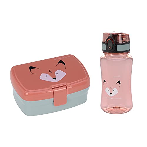 LÄSSIG Brotdose & Trinkflasche Set - Lunch Set mit Lunchbox und Trinkflasche (460 ml)/About Friends Fox im Sale