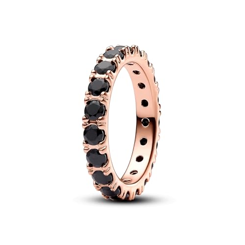 PANDORA Timeless Schwarze Funkelnde Reihe Ewigkeitsring aus Sterling Silber mit rosévergoldet Metalllegierung mit künstlichen Kristallen, im Sale