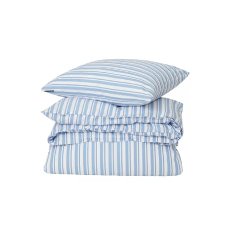 LEXINGTON White/Blue Striped Cotton Poplin Bed Set, White/Blue, 135x200/80x80