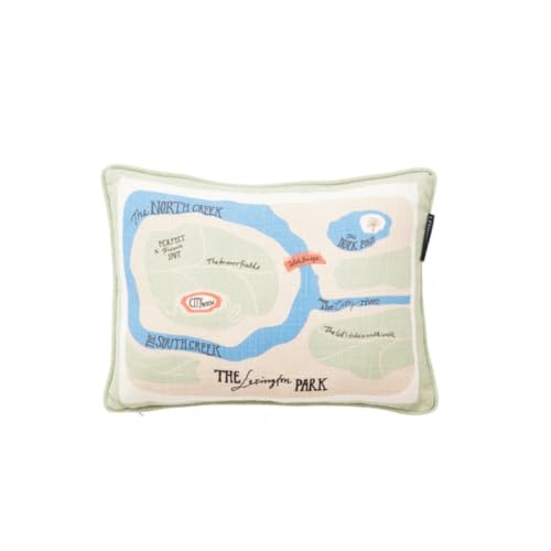 LEXINGTON Map Recycled Cotton 40x30 Pillow, Multi Colored, 30x40