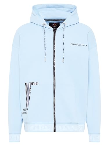 Carlo Colucci Hoody Knit Cutting Story Blau im Sale