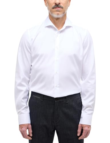 eterna Langarm Hemd Slim FIT Twill unifarben W39 Langarm Weiß im Sale