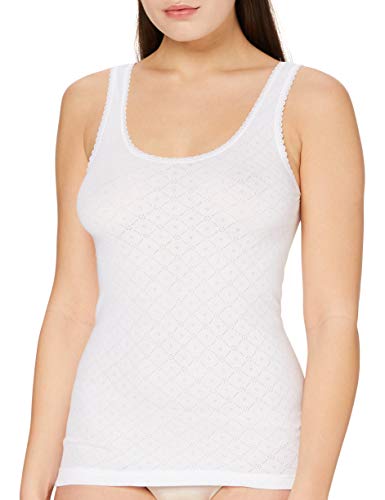 Palmers Damen Cotton Jacquard Unterhemd, Weiß (Weiss 100), 42 (Herstellergröße: L) im Sale