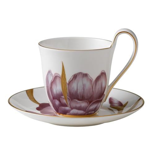 Royal Copenhagen Flora Iris Tasse mit Untertasse aus Fine Bone China in der Farbe Weiß mit Blumenmuster 27cl, 1017552 im Sale