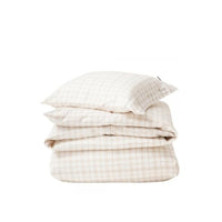 Thumbnail for LEXINGTON White/Beige Checked Lyocell/Cotton Bed Set, White/Beige, 135x200/80x80