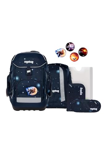 ergobag maxi set Set 6-teilig, ergonomischer Schulrucksack Grundschule für Mädchen und Jungen, ideal für große Kinder ab der 1. Klasse KoBärnikus - Dunkelblau im Sale