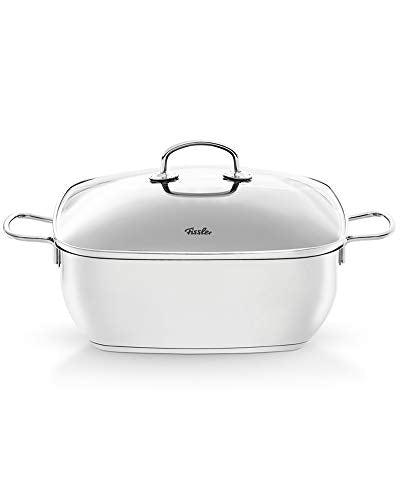 Fissler Secural / Edelstahl-Bräter, beschichtet (6,5 L - Ø 28 cm) großer Schmortopf quadratisch, mit Glas-Deckel, backofengeeignet - Induktion, Silver im Sale