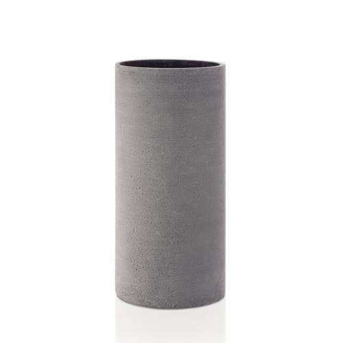 blomus -COLUNA- Vase L aus Polystone, dunkelgrau, puristische Beton-Optik, dekorative Vase in moderner Optik, hohe Tischdeko, exklusives Wohnaccessoire (H / B / T: 29 x 12 x 12 cm, dunkelgrau, 65627)