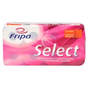 Fripa Select Toilettenpapier 8 x 160 Blatt, 4lagig, 100% Zellstoff, PEFC zertifiziert, hochweiß