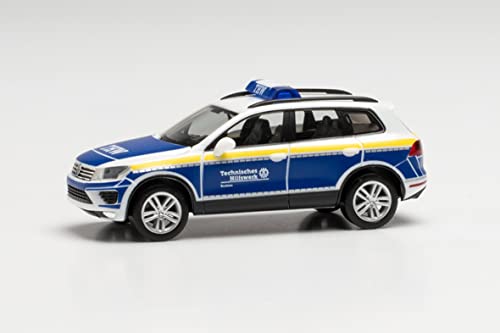 herpa 096621 Volkswagen VW Touareg „THW OV Bochum“ Modell Auto, Miniaturmodelle, Kleinmodell, Sammlerstück, Detailgetreu, Mehrfarbig