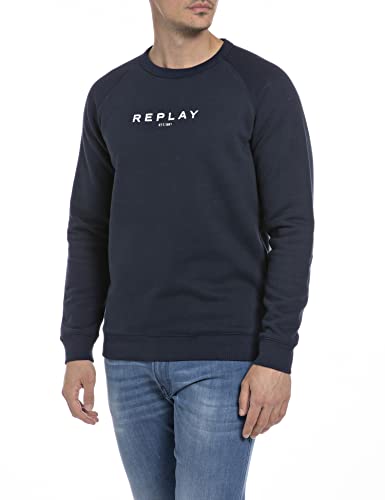 Replay Herren Sweatshirt aus Baumwollmix, Blue 085 (Blau), im Sale