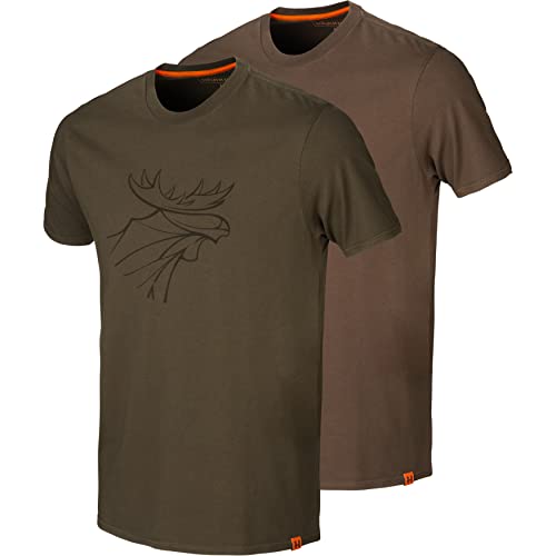 Härkila Graphic T-Shirt 2-Pack | Professionelle Jagd Kleidung & Jagd Zubehör für Herren & Damen | Skandinavische Qualität Made to Last | Willow Green/Slate Brown, im Sale