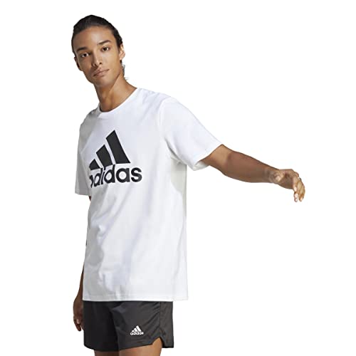 adidas Herren Essentials Single Langarm T-Shirt, White, im Sale