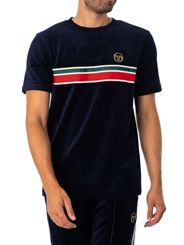 Sergio Tacchini Herren T-Shirt „Ayme“ aus Velours, Blau, im Sale