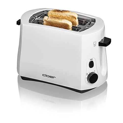 Cloer 331 Cool-Wall-Toaster, 825 W, für 2 Toastscheiben, integrierter Brötchenaufsatz, Krümelschublade, Nachhebevorrichtung