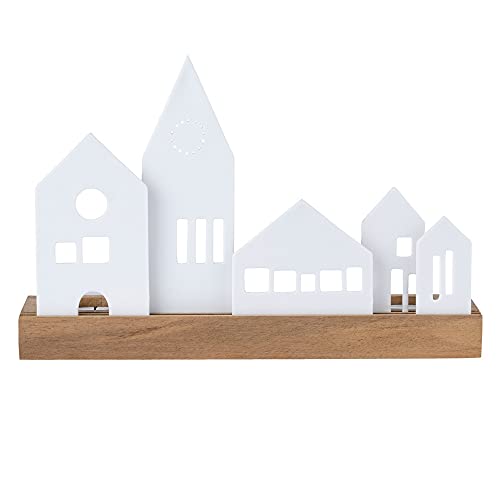 Räder Living Xmas Lichtobjekt Stadt aus Porzellan und Akazienholz in der Größe 25x7x13,5cm, 89874