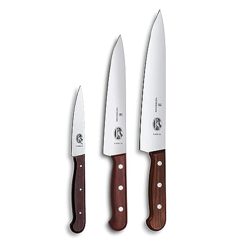 Victorinox, Wood, Profi Tranchier-Set, 3-teilig, gerader Schliff, Extra Scharf, Edler Holzgriff, braun im Sale