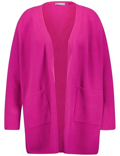 Samoon Damen Kuscheliger Long-Cardigan Langarm, überschnittene Schultern unifarben Bright Amazing Pink 52 im Sale