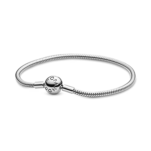 PANDORA Damen-Armband mit Kugelverschluss, glatt 925 Silber 18 cm-590728-18 im Sale