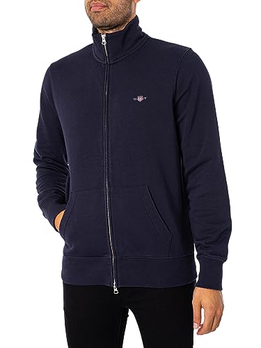 Gant Herren Reg Shield Full Zip Sweatshirt, Evening Blue,  EU im Sale