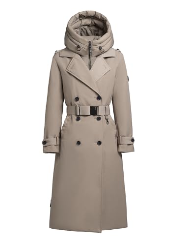 khujo Elena Damen Trenchcoat Mantel Parka 1102CO243 in greige im Sale