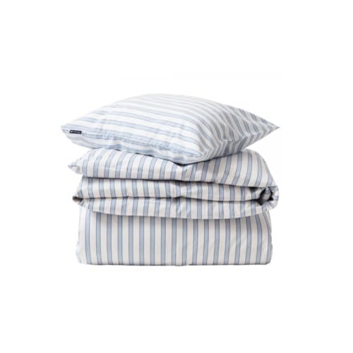 LEXINGTON White/Blue Striped Cotton Poplin Bed Set, White/Blue, 135x200/80x80