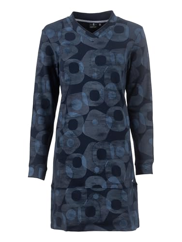 s'questo Kleid kurz Lange Ärmel, V-Ausschnitt, Blau, Allover-Print Navy Soquesto Kollektion Love Letters im Sale