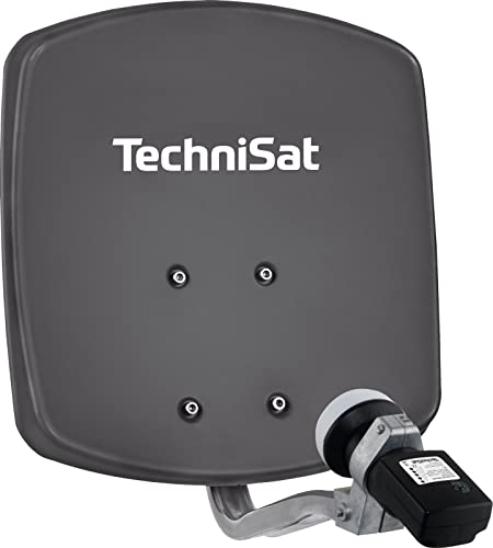 TechniSat DIGIDISH 33 – Satelliten-Schüssel für 1 Teilnehmer (33 cm kleine Sat Anlage - Komplettset mit Wandhalterung und Satfinder V/H-LNB) grau im Sale