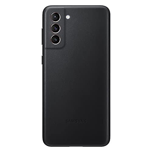 Samsung Leather Smartphone Cover EF-VG996 für Galaxy S21+ 5G Handy-Hülle, echtes Leder, Schutz Case, stoßfest, premium, Schwarz