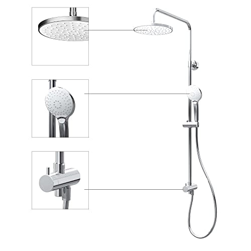 Schulte DuschMaster Rain III mit Umsteller White Style, Duschystem mit Kopf- und Handbrause, D9692624