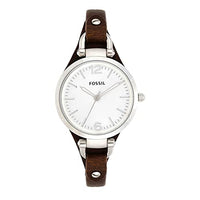 Thumbnail for Fossil Uhr für Damen Georgia, Quarzwerk, 32mm Silbernes Edelstahlgehäuse mit Echtlederarmband, ES3060 im Sale