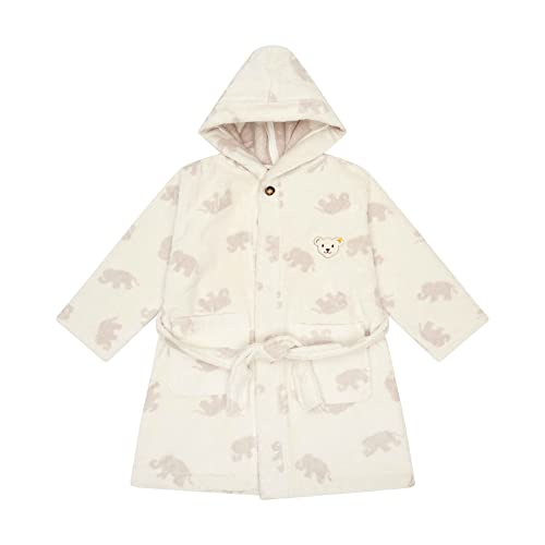 Steiff Unisex Kinder Homewear Bademantel, Weiß (Elefäntle Motiv), One Size im Sale