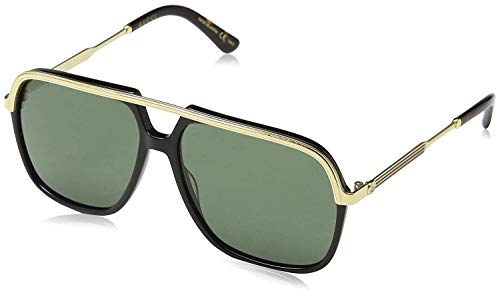 Gucci Unisex-Erwachsene GG0200S 001 Sonnenbrille, Schwarz (1/Green), 57 im Sale