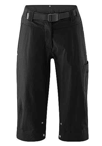 Gonso Ruth 3/4, Damen Fahrradhose 3/4, 2in1 Bikeshorts, Einknöpfbare Radunterhose mit Relax Gel Comfort Sitzpolster, Wasser- und fleckabweisend, Weite Passform, PFC-Frei Schwarz,Gr.52 im Sale