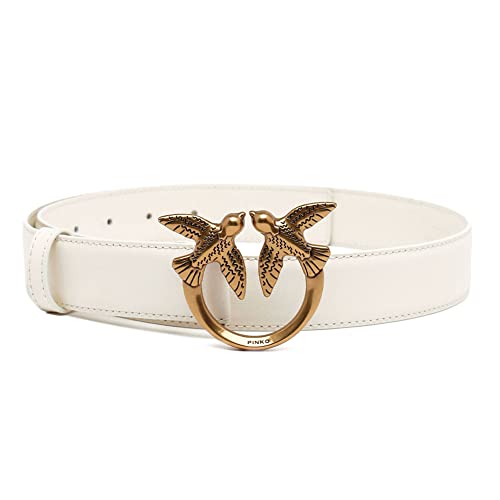 Pinko Damen Love Berry H3 Belt Vitello Set Gürtel, Z14q_Weiß Seide Antik Gold, L im Sale