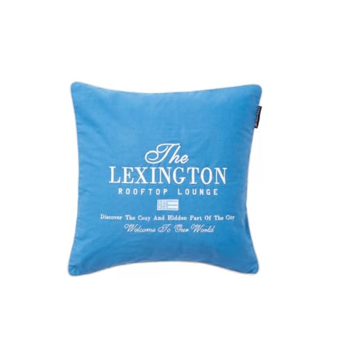 LEXINGTON The Logo Organic Cotton Twill Pillow Cover, Blue/White, 50x50