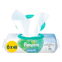 Thumbnail for Pampers Harmonie Aqua Baby Feuchttücher (6 x 48), sanfter Hautschutz für zarte Haut mit 99% Wasser, 288 Tücher