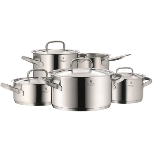 WMF Gourmet Plus Topfset Induktion 5-teilig, Kochtopf Set mit Metalldeckel, Cromargan Edelstahl mattiert, Induktions Töpfe Set unbeschichtet, Innenskalierung im Sale