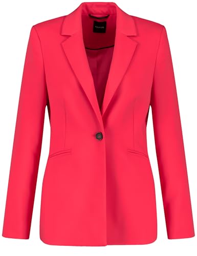 Taifun Damen Taillierter Blazer mit Stitchings Langarm, geknöpfte Armschlitze unifarben Cherry Red 36 im Sale