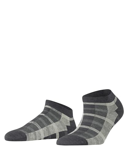 Burlington Damen Sneakersocken Bold Check W SN Baumwolle kurz gemustert 1 Paar, Grau (Dunkelgrau Melange 3755), 36-41 im Sale