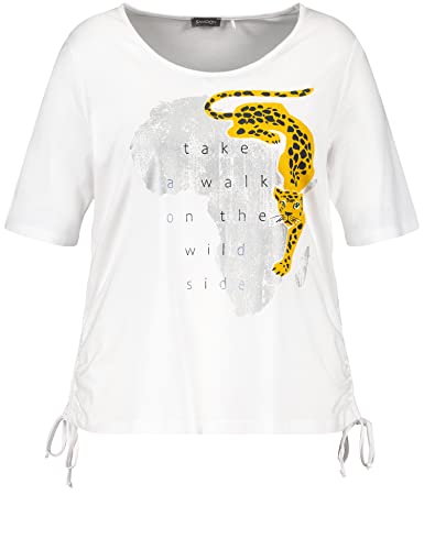 SAMOON Damen 271022-26100 T-Shirt, White Gemustert, 56 im Sale