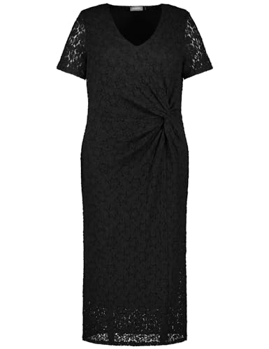 Samoon Damen Kleid Gewirke Kurzarm unifarben wadenlang, kniebedeckend Black 54 im Sale