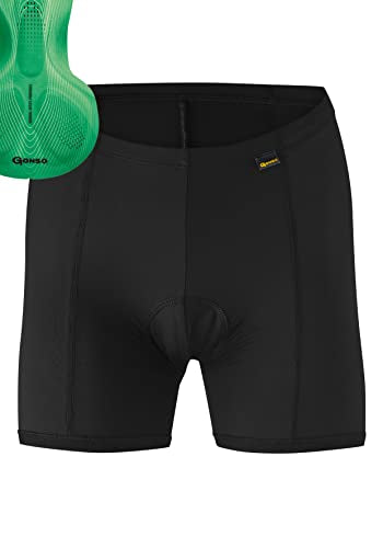 Gonso Sitivo U W, Damen Fahrradunterhose, Passt unter alle Rad-Shorts, Tights mit Sitivo Green Sitzpolster mit Poron-Elementen, Enganliegende Passform, Schwarz/Grün, Gr. 50 im Sale