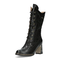 Thumbnail for Laura Vita Damen Stiefelette Leder Muster Blockabsatz Maeleo 10, im Sale