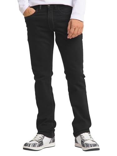 Carlo Colucci Herren Stretch 5-Pocket Trend Jeans Hose Mod. Enrico, Regular Gerade (34/32, 7293 Black Denim)