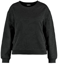 Thumbnail for Samoon Damen Sweatshirt mit Kordelapplikation Langarm, Ärmelbündchen unifarben Black Gemustert 56 im Sale