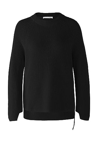 Oui Damen Pullover Rubi mit Reißverschluss, in Reiner Baumwolle gerade geschnitten Uni Lounge/Homewear, Freizeit Rundhals Blende Baumwolle im Sale