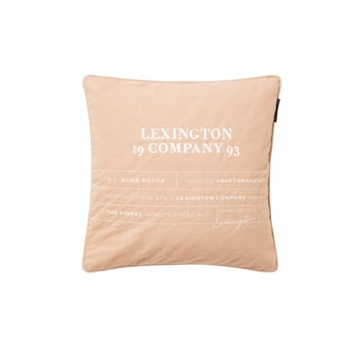 LEXINGTON Logo Organic Cotton Canvas Pillow Cover, Beige/White, 50x50