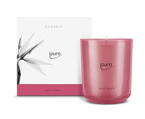 ipuro - dekorative ipuro jardin Duftkerze - minimalistische Duftkerzen im Glas 270 g - intensive Duftkerzen mit exotisch blumigem Duft - elegante Kerze für ein puristisches Dufterlebnis im Sale